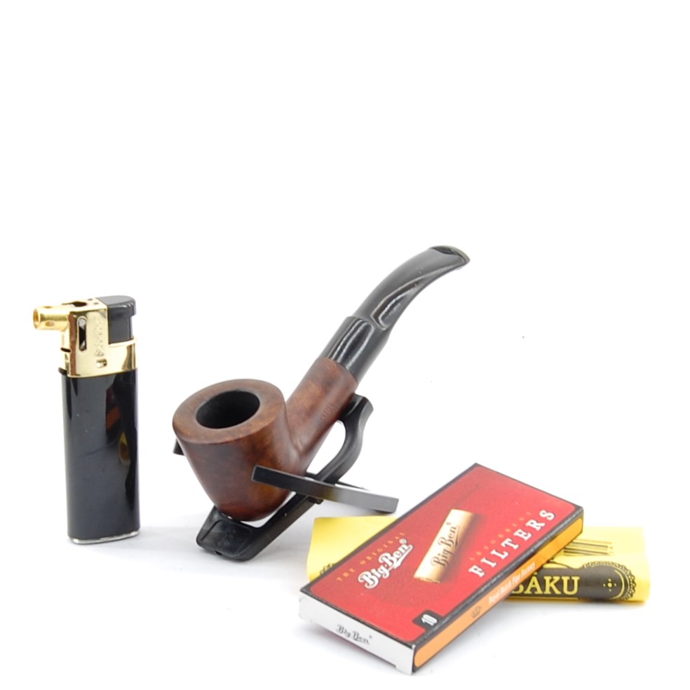 BPK Fajkový set- Drevená fajka, zapaľovač, filtre, sporič, stojan- 69-21-4 4 BPK Fajkový set- Drevená fajka, zapaľovač, filtre, sporič, stojan- 69-21-4