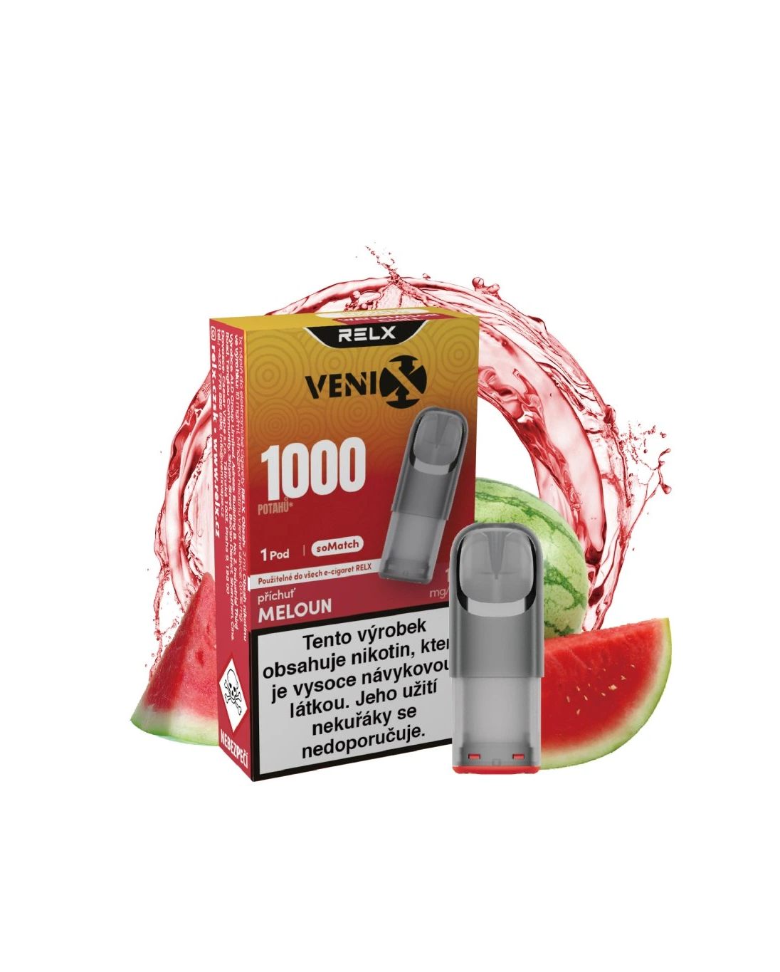 RELX Venix SoMatch pod náhradný - Melón - Náplň 18 mg 1ks 1 RELX Venix SoMatch pod náhradný - Melón - Náplň 18 mg 1ks
