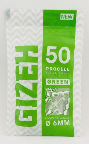 GIZEH Cigaretové filtre  Slim 6mm Procell Green active filters 50ks